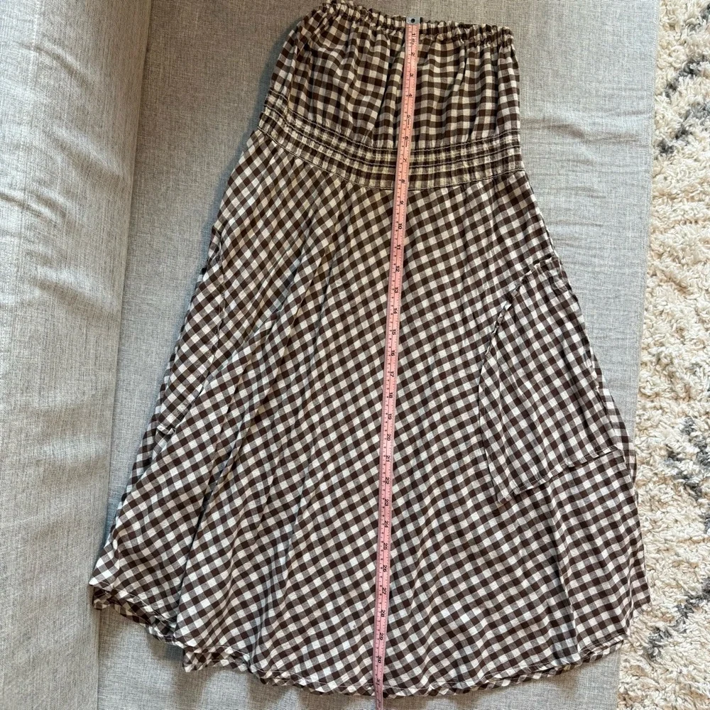 Brown and White Gingham Strapless Sundress - Picture 6 of 6